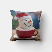 Christmas Snowman In Hot Cocoa クッション (正面)