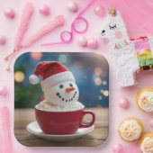 Christmas Snowman In Hot Cocoa ペーパープレート (パーティー)