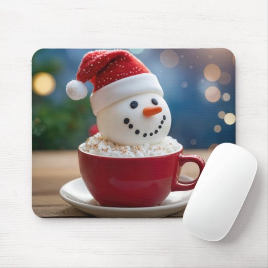 Christmas Snowman In Hot Cocoa マウスパッド (マウス)