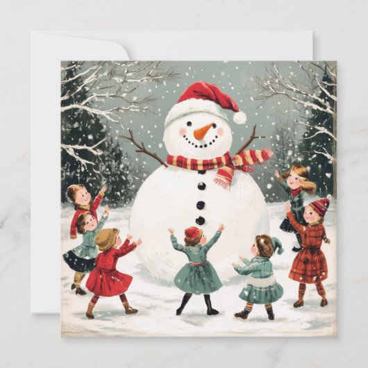 Christmas snowman in winter wonderland scene カード (正面)