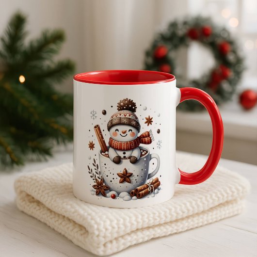 Christmas Snowman Mug, Hot Cocoa Festive Winter Ar マグカップ