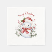 Christmas Snowman Party Paper Napkin スタンダードカクテルナプキン (正面)
