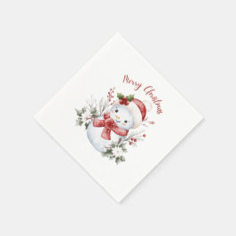 Christmas Snowman Party Paper Napkin スタンダードカクテルナプキン