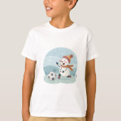 Christmas snowman playing soccer tシャツ (正面)