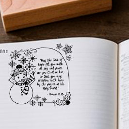 Christmas Snowman Romans 15:13 Christian Holiday ラバースタンプ
