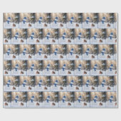 Christmas Snowman Scowling at a Rabbit ラッピングペーパー (フラット)