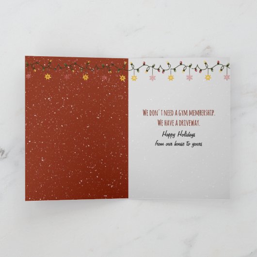 Christmas Snowman Shoveling Snow カード (内部)