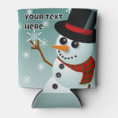 Christmas snowman, snow and snowflakes 缶クーラー (正面)