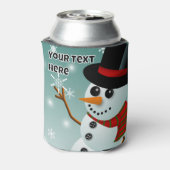 Christmas snowman, snow and snowflakes 缶クーラー (缶裏面)