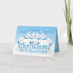 Christmas Snowman Wonderland for Girl Card シーズンカード