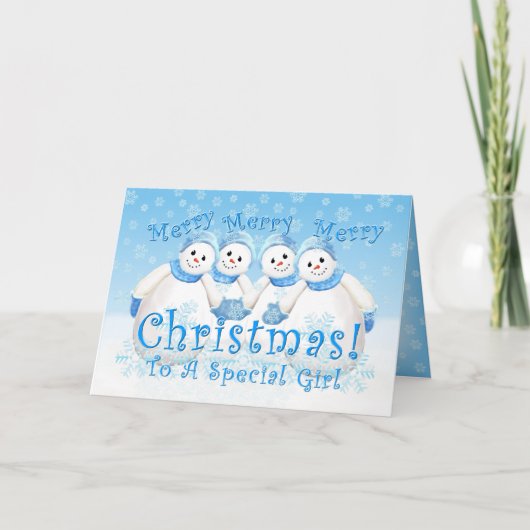 Christmas Snowman Wonderland for Girl Card シーズンカード (正面)