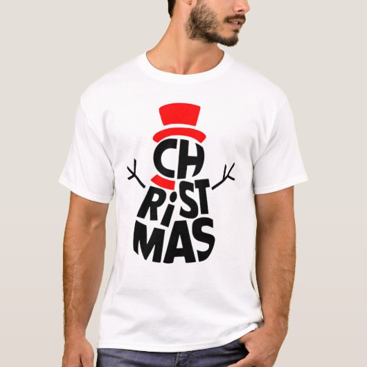 Christmas Snowman Word Art  Tシャツ (正面)