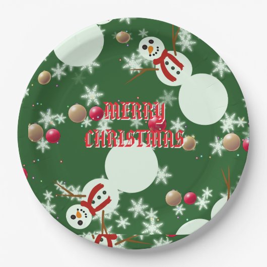 Christmas Snowmen  ペーパープレート (正面)
