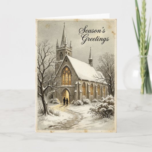 Christmas Snowy Church Card カード (正面)