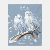 Christmas Snowy Owls Winter Personalized フリースブランケット (正面)