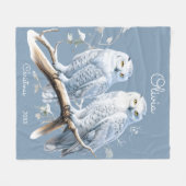 Christmas Snowy Owls Winter Personalized フリースブランケット (正面(横))