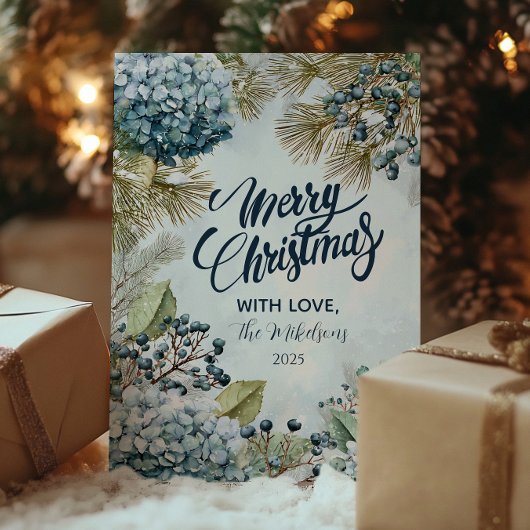 Christmas Snowy Pine Hydrangea シーズンカード