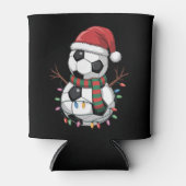 Christmas Soccer Ball Snowman Lights Santa Hat 缶クーラー (正面)