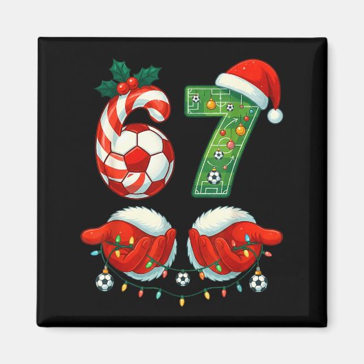 Christmas Soccer Drip Number 67 Boys Soccer Player マグネット (正面)