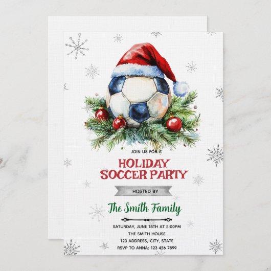 Christmas soccer party invitation 招待状 (正面/裏面)