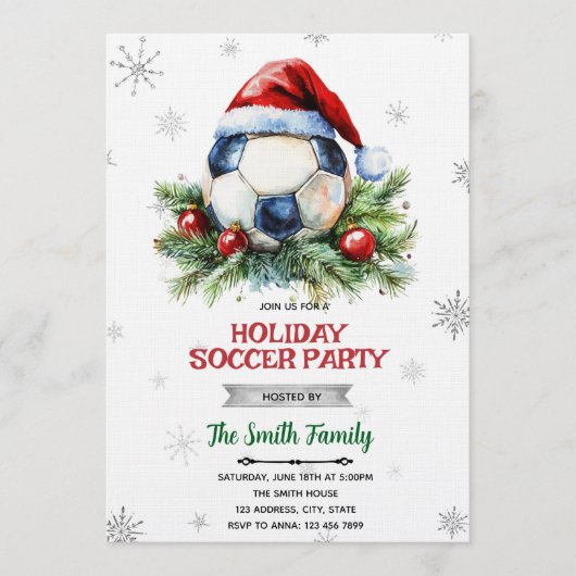 Christmas soccer party invitation 招待状 (正面)
