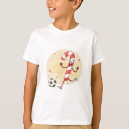 Christmas Soccer Player Candy Cane Tシャツ