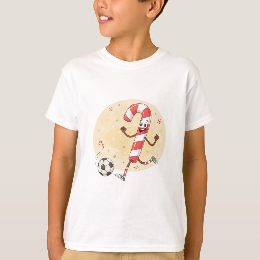 Christmas Soccer Player Candy Cane Tシャツ (正面)