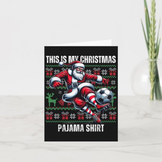 Christmas Soccer Player Srt Lover Santa Hat Xmas P カード (正面)