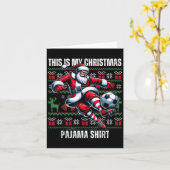 Christmas Soccer Player Srt Lover Santa Hat Xmas P カード (黄色い花)