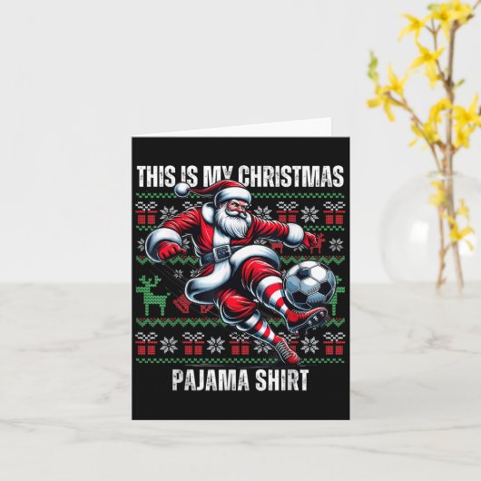 Christmas Soccer Player Srt Lover Santa Hat Xmas P カード (黄色い花)