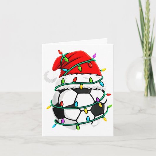 Christmas Soccer Santa Hat Lights Santa Srts Xmas  カード (正面)