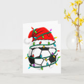 Christmas Soccer Santa Hat Lights Santa Srts Xmas  カード (黄色い花)