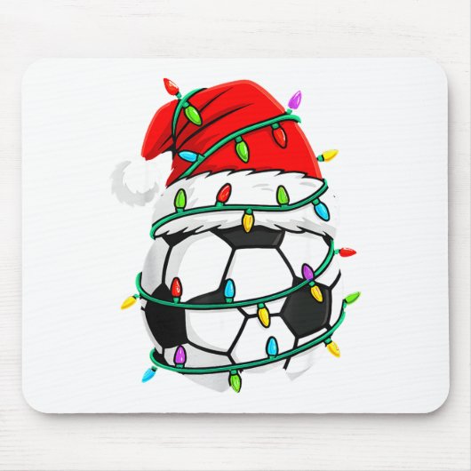 Christmas Soccer Santa Hat Lights Santa Srts Xmas  マウスパッド (正面)