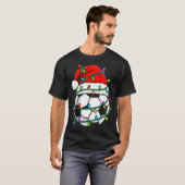 Christmas Soccer Santa Hat Lights Santa Srts Xmas  Tシャツ (正面フル)