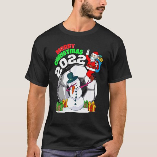 Christmas Soccer Santa Merry Christmas Dabbing Sno Tシャツ (正面)