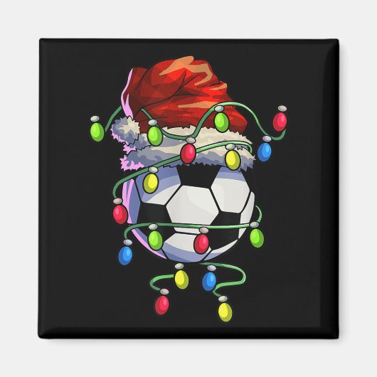 Christmas Soccer Xmas Christmas Tree Lights Soccer マグネット (正面)