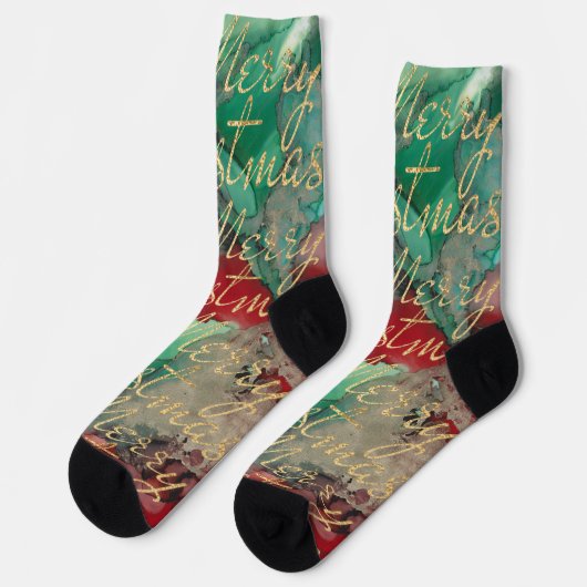 Christmas Socks Gold Writings ソックス (左)