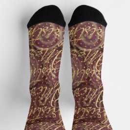 Christmas Socks Maroon Swirls ソックス