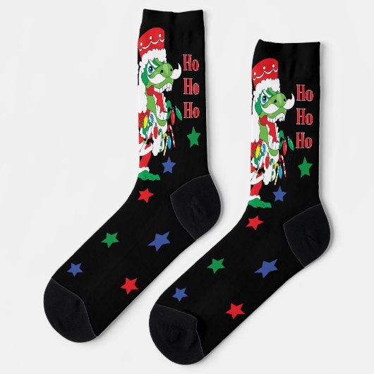 Christmas Socks TySantaSaurus Rex ソックス (左)