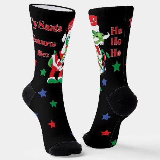 Christmas Socks TySantaSaurus Rex ソックス (傾斜あり)
