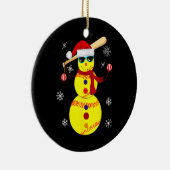 Christmas Softball Bat Snowman Santa Snowflake セラミックオーナメント (右)