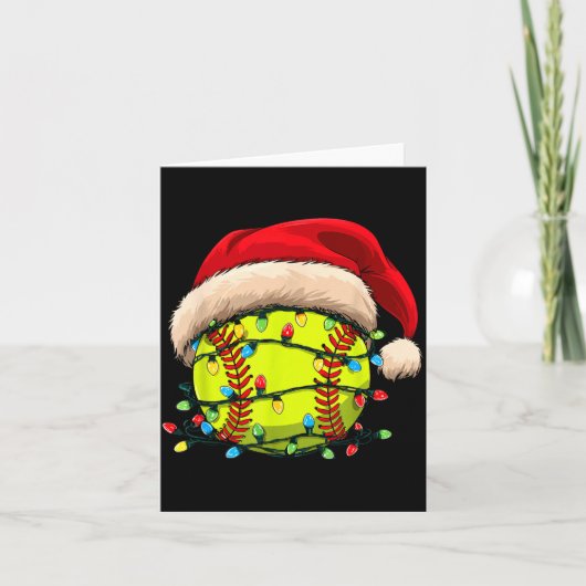 Christmas Softball Xmas Santa Srts Hat Mens Womens カード (正面)