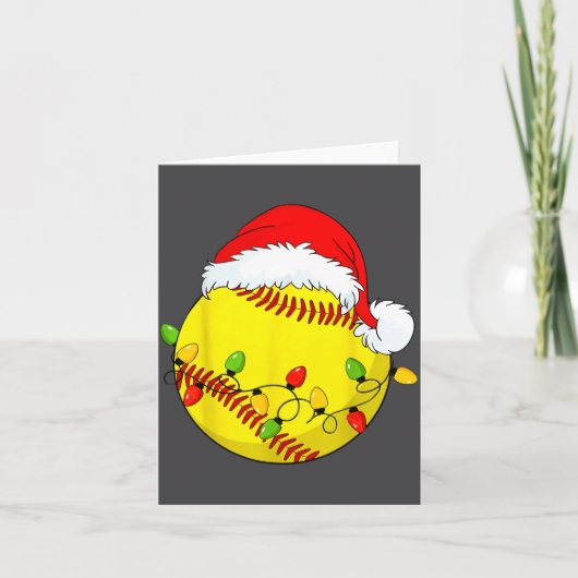 Christmas Softball Xmas Santa Srts Hat Mens Womens カード (正面)