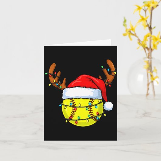 Christmas Softball Xmas Santa Srts Hat Mens Womens カード (黄色い花)