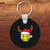 Christmas Softball Xmas Santa Srts Hat Mens Womens キーホルダー (正面)