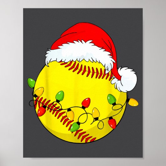 Christmas Softball Xmas Santa Srts Hat Mens Womens ポスター (正面)