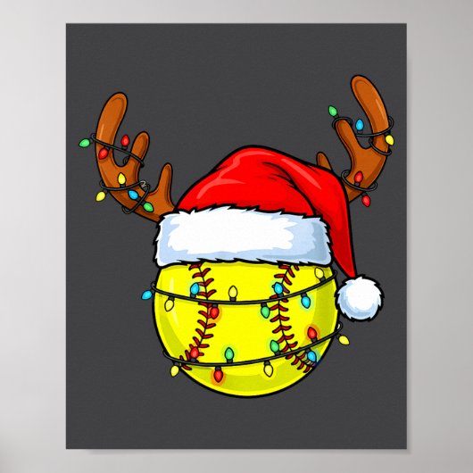 Christmas Softball Xmas Santa Srts Hat Mens Womens ポスター (正面)