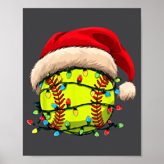 Christmas Softball Xmas Santa Srts Hat Mens Womens ポスター (正面)