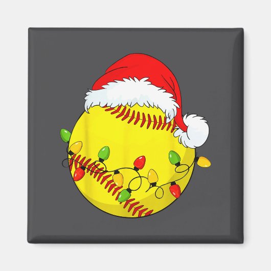 Christmas Softball Xmas Santa Srts Hat Mens Womens マグネット (正面)
