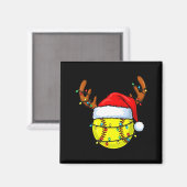 Christmas Softball Xmas Santa Srts Hat Mens Womens マグネット (正面/裏面)